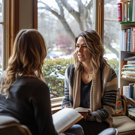 Deux femmes engagent une conversation lors d'une séance en  Relations Humaines.